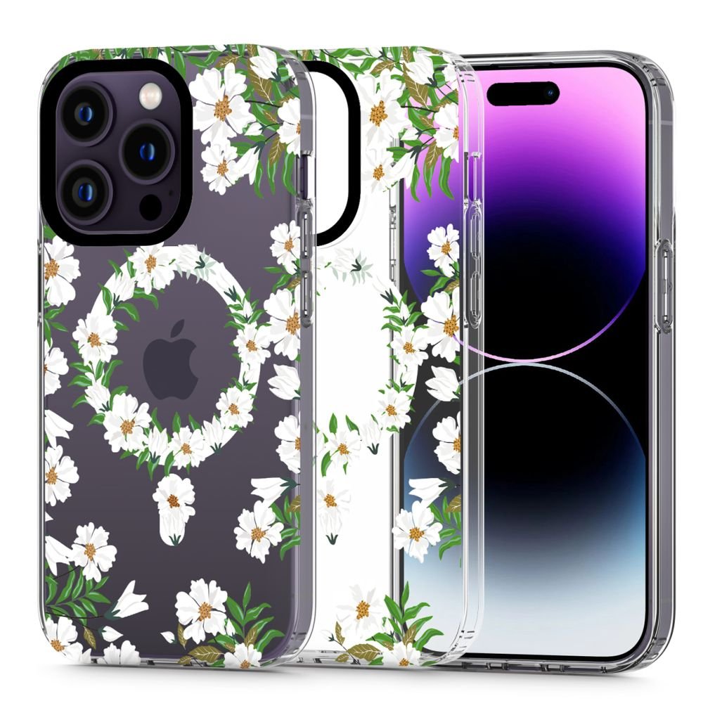 Tech - Protect iPhone 13 Pro MagMood Σκληρή Θήκη με Πλαίσιο Σιλικόνης και MagSafe - White Daisy
