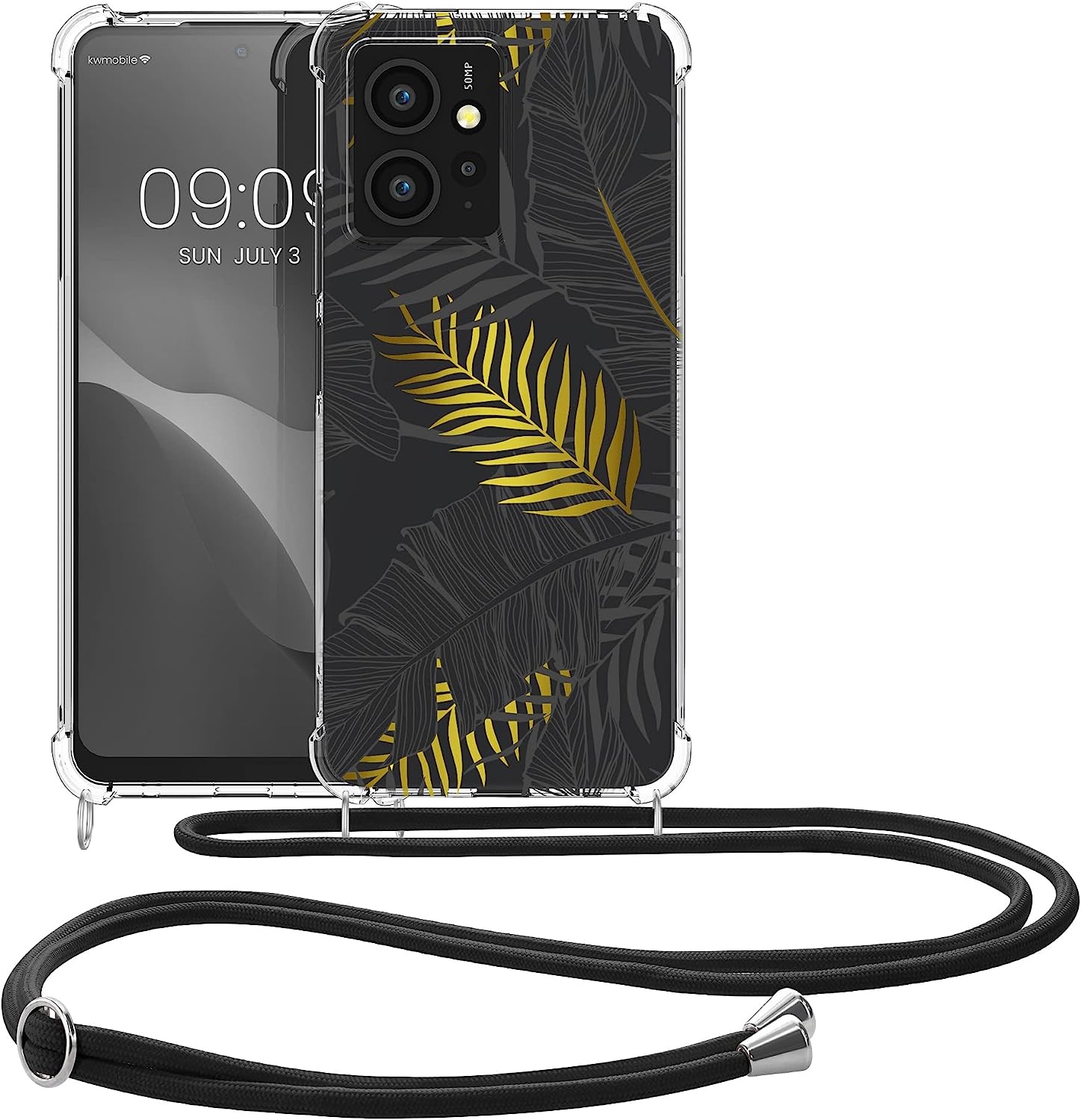 KW Xiaomi Redmi Note 12 4G Θήκη Σιλικόνης TPU με Λουράκι Design Jungle - Yellow / Grey / Διάφανη - 61174.02