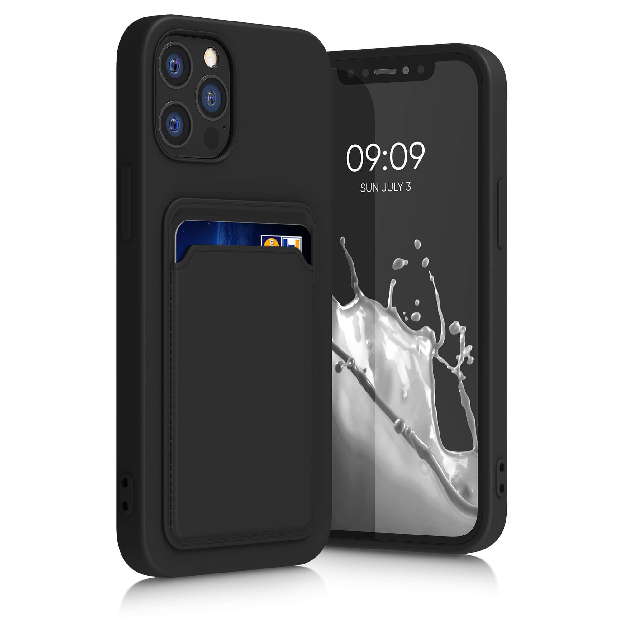 KW iPhone 12 / iPhone 12 Pro Θήκη Σιλικόνης TPU με Υποδοχή για Κάρτα - Black - 55112.01