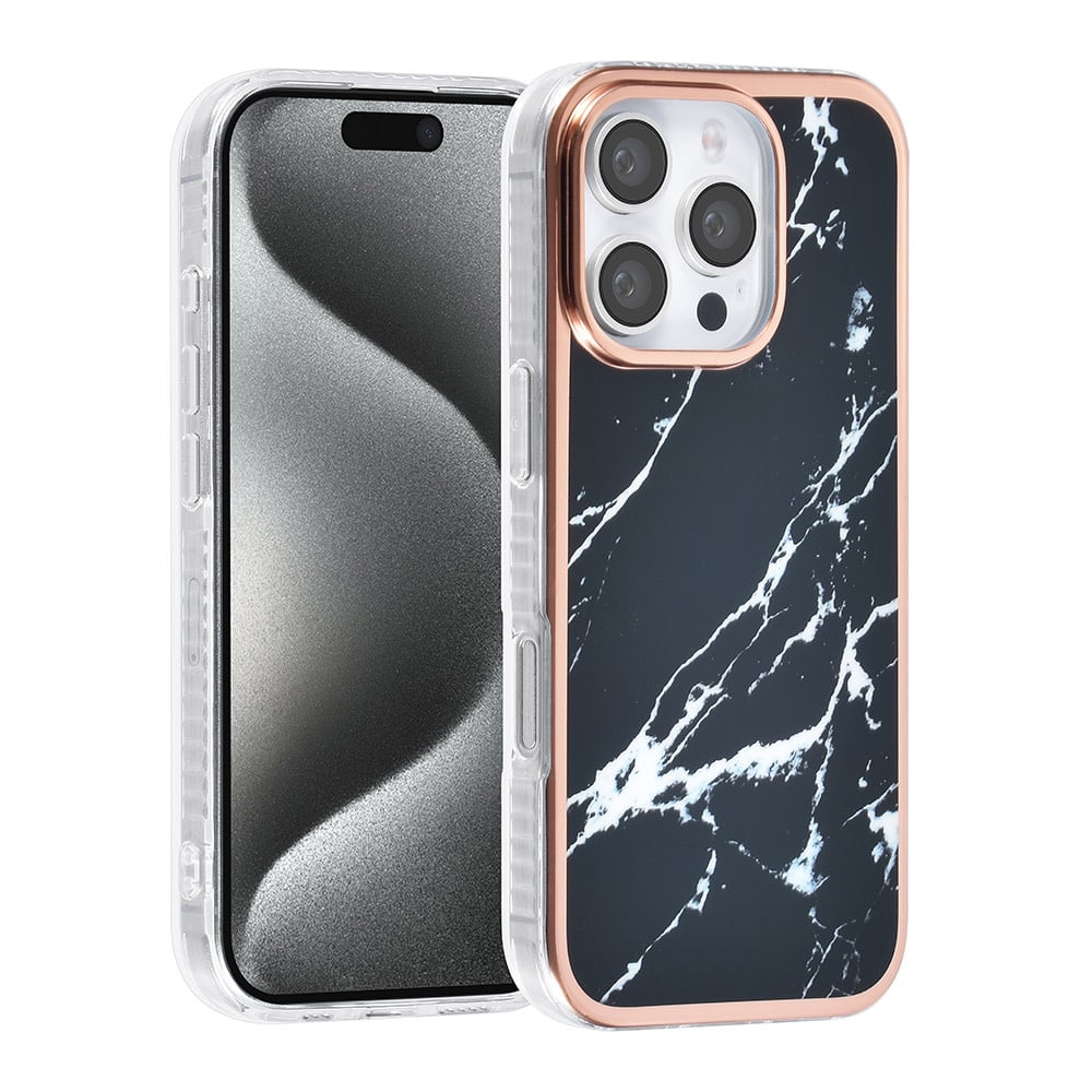 Tuniq iPhone 16 Pro Silicone Θήκη Σιλικόνης - Marble / Black
