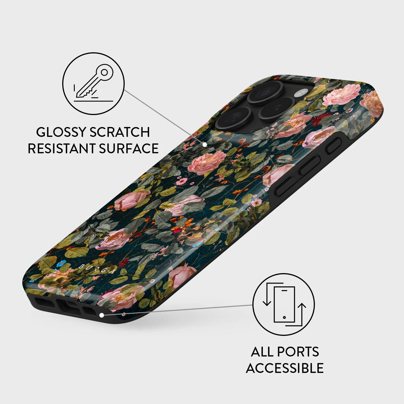 Burga iPhone 16 Pro Max Fashion Tough MagSafe Σκληρή Θήκη με MagSafe - Bloomy Garden
