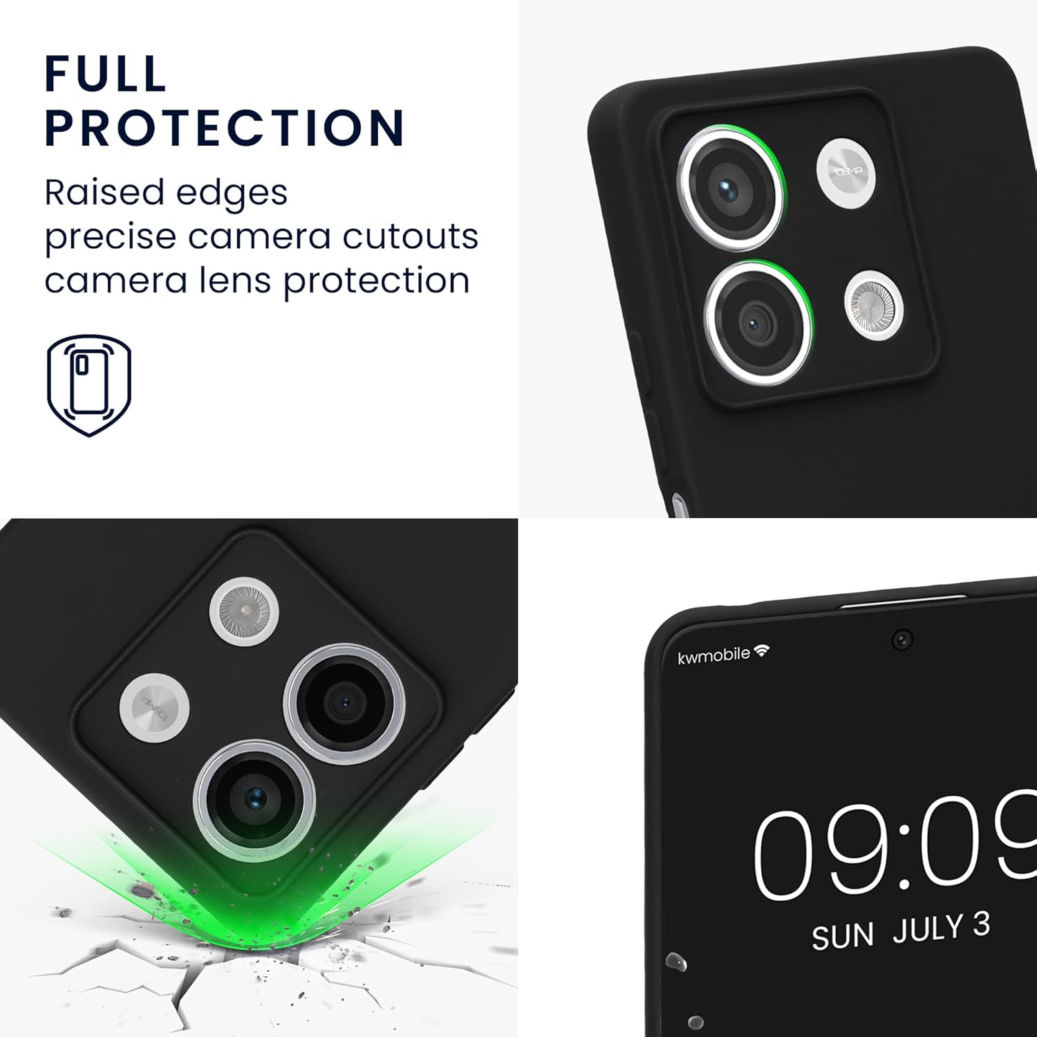 KW Xiaomi Redmi Note 13 5G Λεπτή Θήκη Σιλικόνης Rubberized TPU - Black