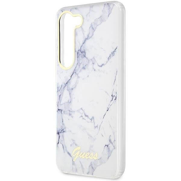 Guess Samsung Galaxy S23 Plus Marble Σκληρή Θήκη με Πλαίσιο Σιλικόνης - White - GUHCS23MPCUMAH