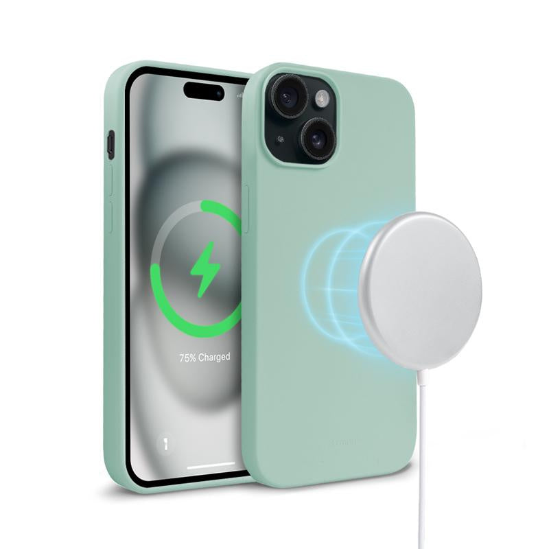 Crong iPhone 15 Color Cover Magnetic - Θήκη Σιλικόνης με MagSafe - Mint