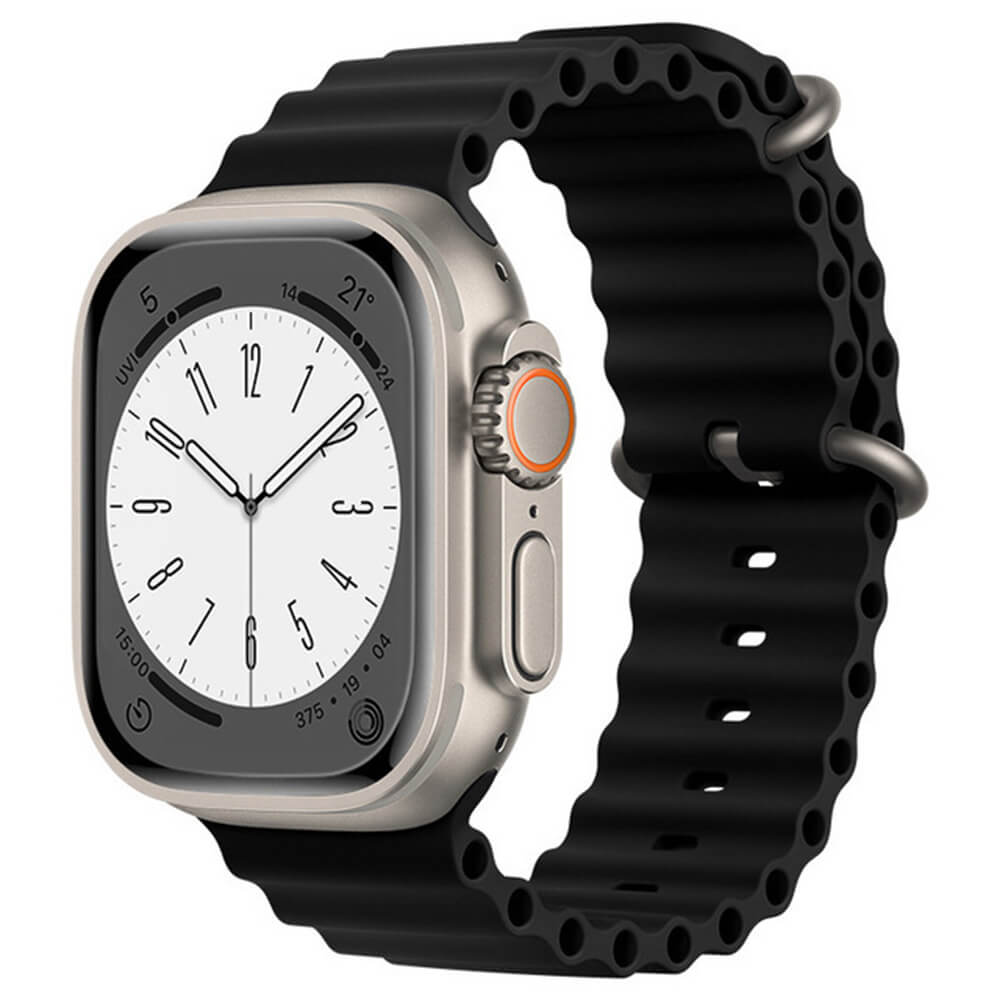 Techsuit Λουράκι Apple Watch 2/3/4/5/6/7/8/9/10/11 - SE (1/2/3) - 38/40/41/42mm Watchband W038 Σιλικόνης - Black