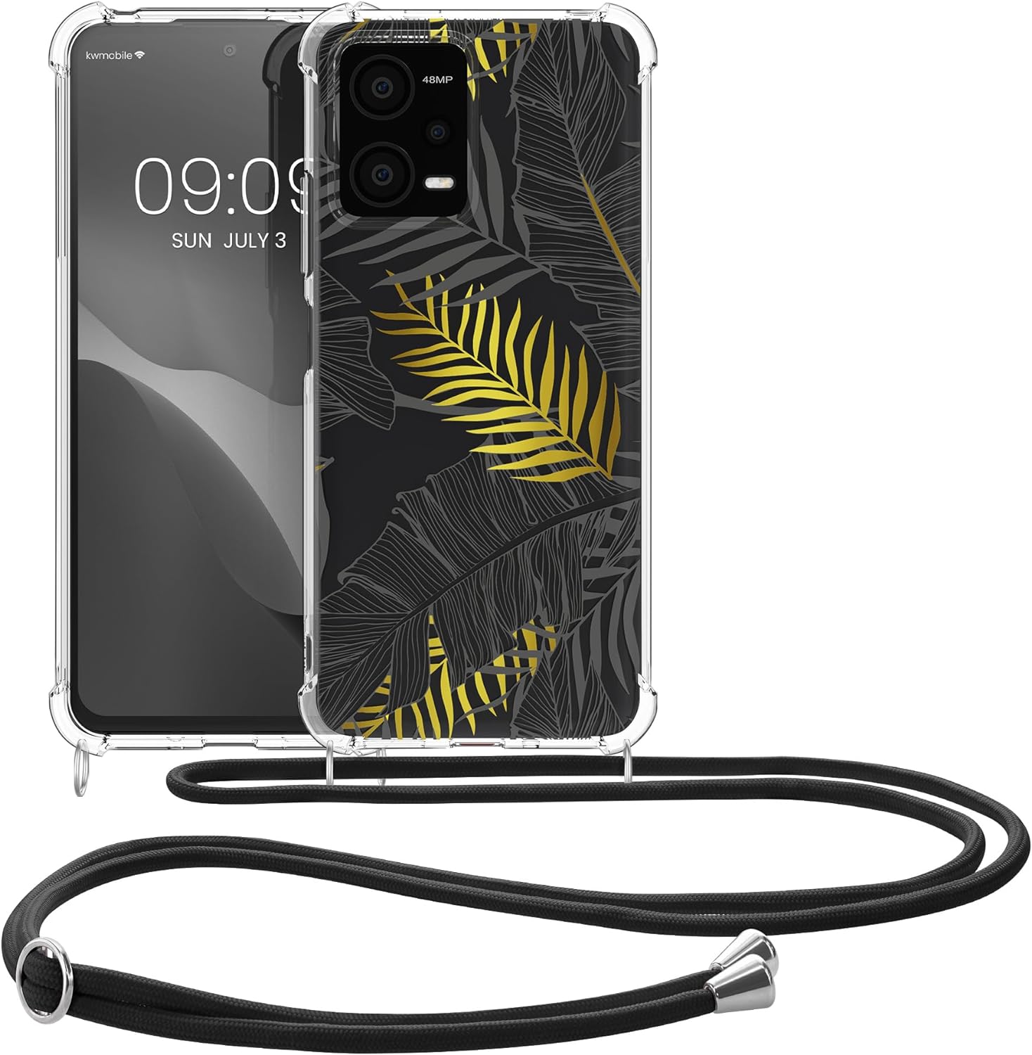 KW Xiaomi Redmi Note 12 5G / Xiaomi Poco X5 5G Θήκη Σιλικόνης TPU με Λουράκι - Design Jungle - Yellow / Grey / Διάφανη - 60892.03