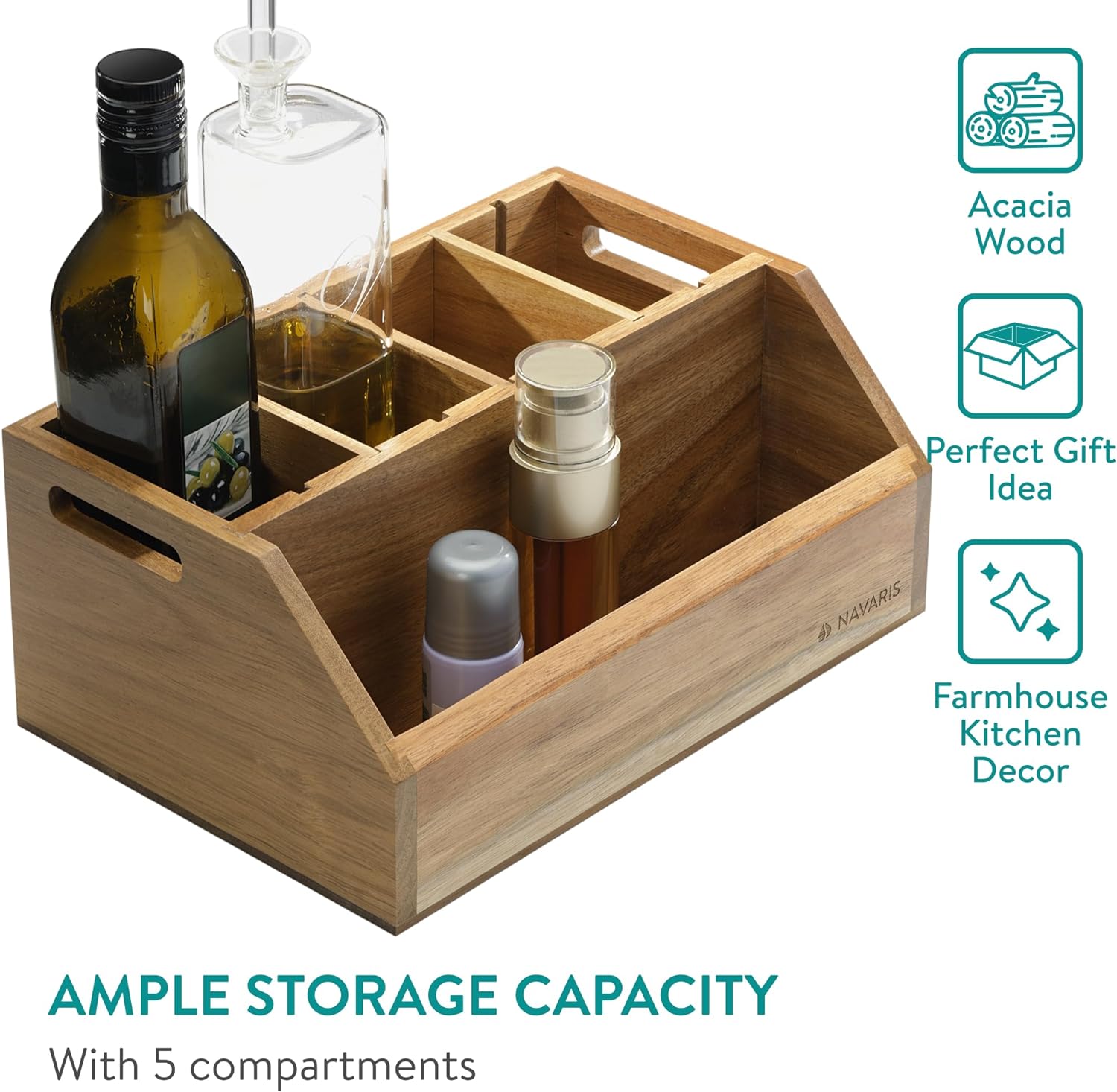 Navaris Ξύλινη Θήκη για Μαγειρικά Εργαλεία - Acacia Wood - Dark Brown - 61943.01