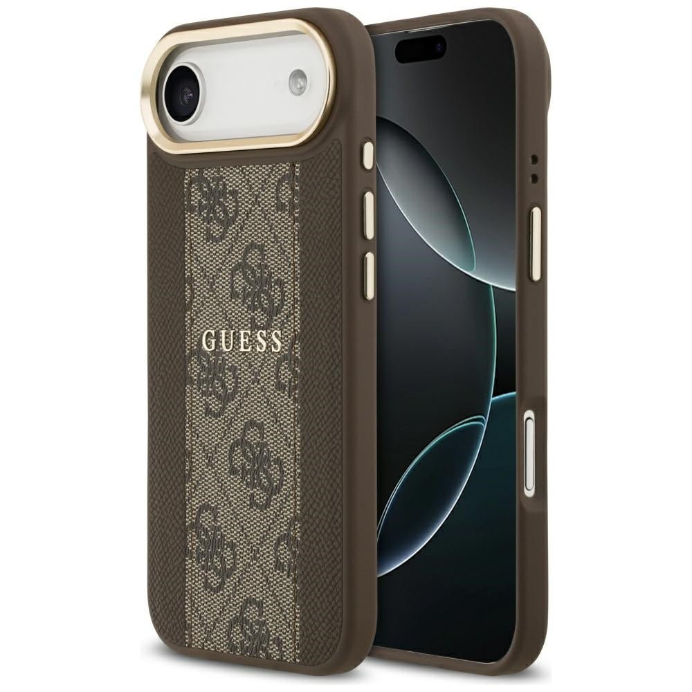 Guess iPhone Air - 4G Stripe MagSafe - Θήκη με Επένδυση Συνθετικού Δέρματος - Brown - GUHMP17MPG4SEMCW