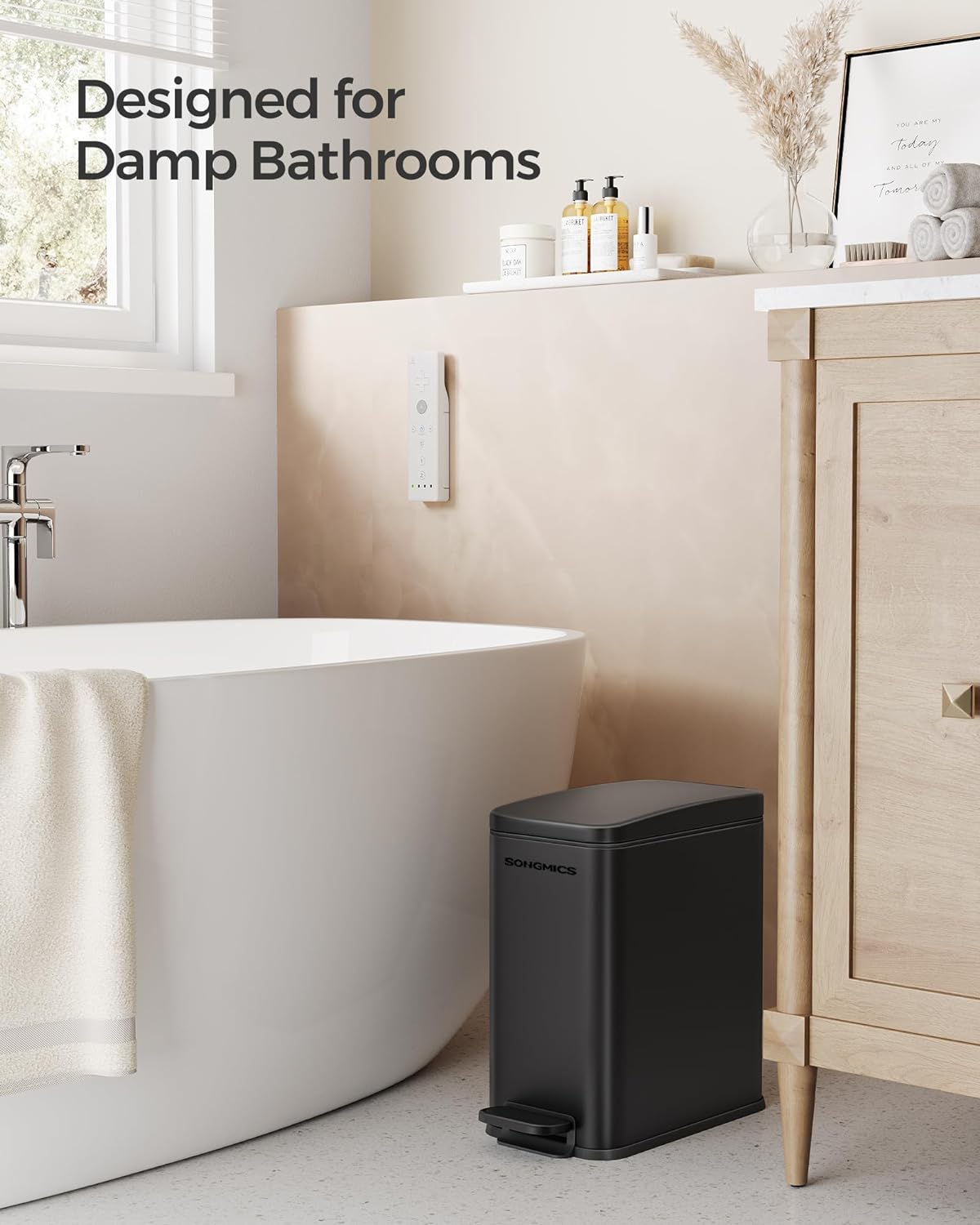 Songmics Κάδος Απορριμμάτων για το Μπάνιο - 10L - Black - LTB561B10