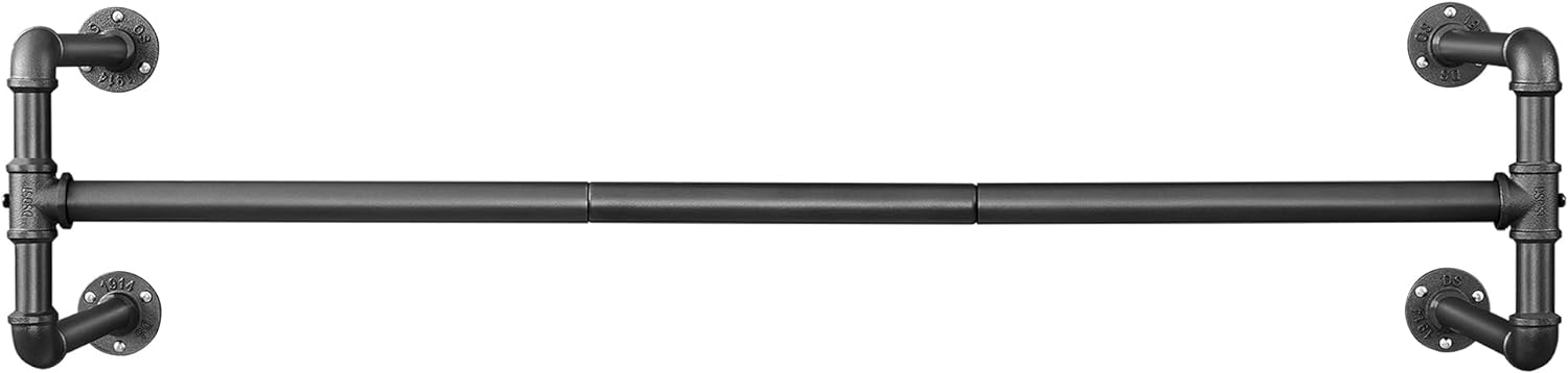 Songmics Επιτοίχια Μεταλλική Ράγα Ρούχων - 112 x 30 x 29.3 cm - Black - HSR64BK