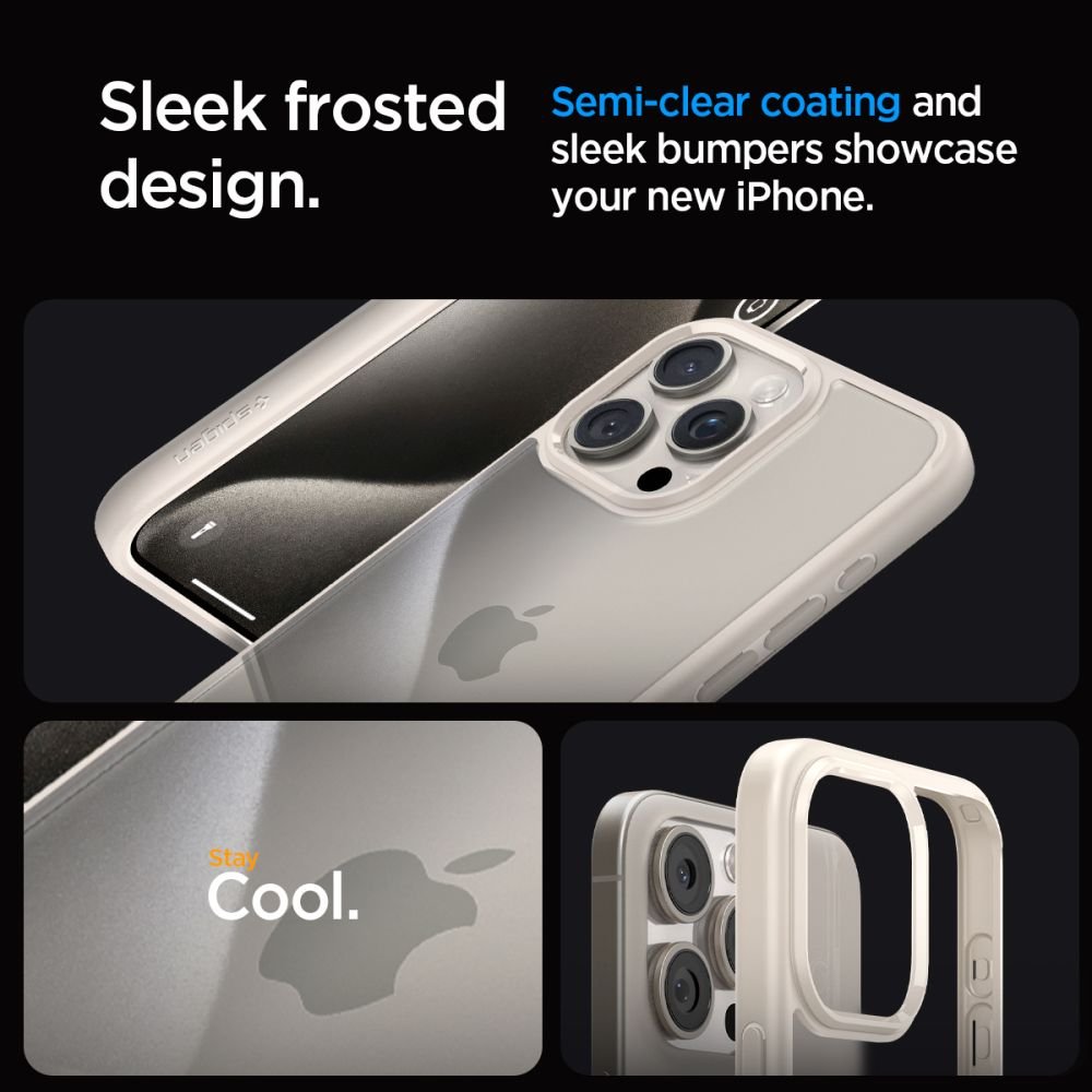 Spigen iPhone 15 Pro Max Ultra Hybrid Σκληρή Θήκη με Πλαίσιο Σιλικόνης - Natural Titanium