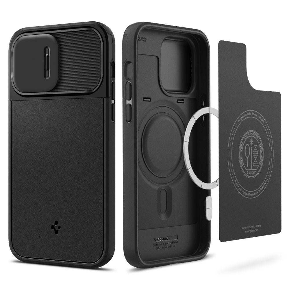 Spigen iPhone 14 Pro Max Optik Armor Mag Θήκη Σιλικόνης με Κάλυμμα για την Κάμερα και MagSafe - Black