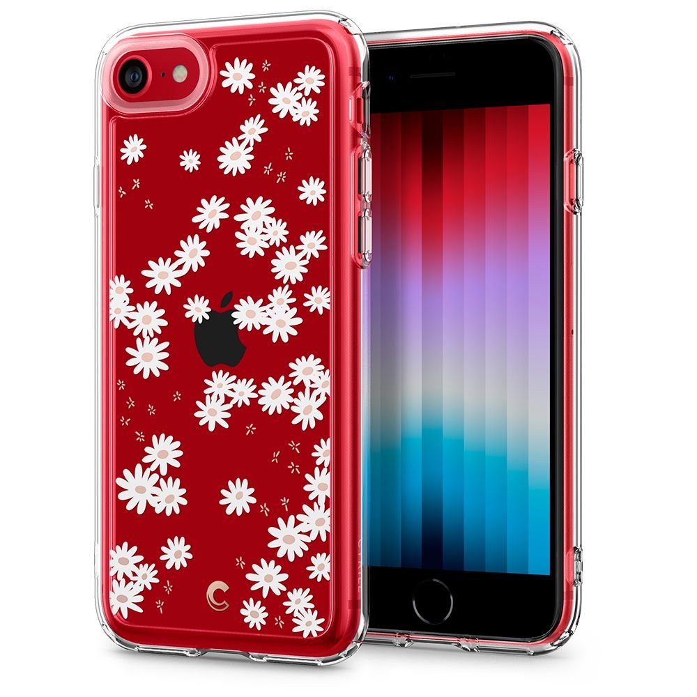 CYRILL iPhone SE 2022 / SE 2020 / 7 / 8 Cecile Σκληρή Θήκη με Πλαίσιο Σιλικόνης - White Daisy
