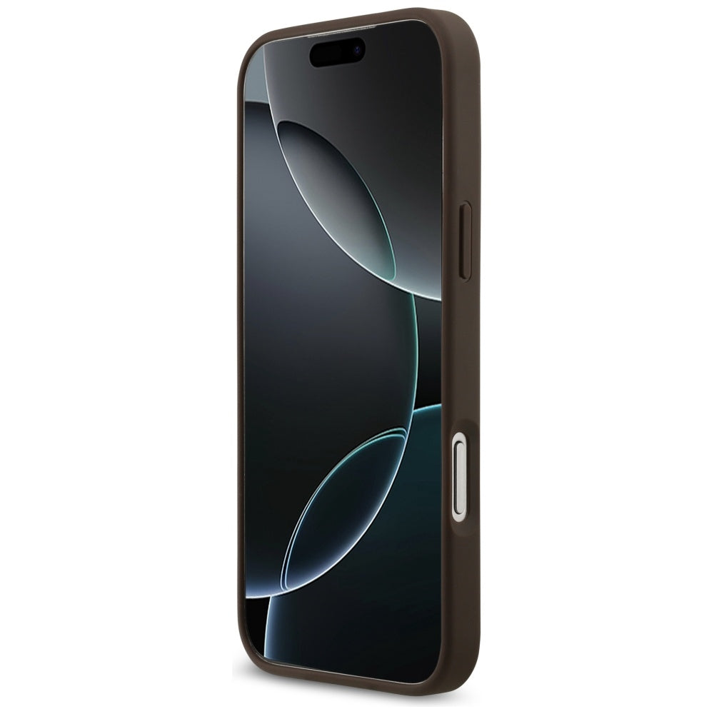 Guess iPhone 17 Pro Max - 4G Circle Classic Logo MagSafe - Θήκη με Επένδυση Συνθετικού Δέρματος - Brown - GUHMP17XP4PGRSGW