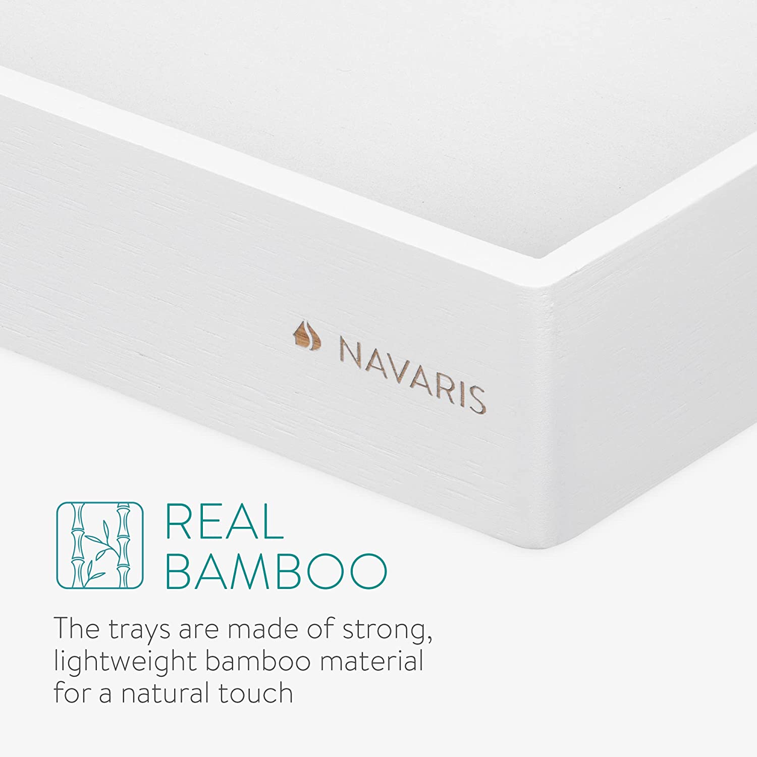 Navaris Σετ με 3 Δίσκους Σερβιρίσματος από Μπαμπού - White - 53446.03.02