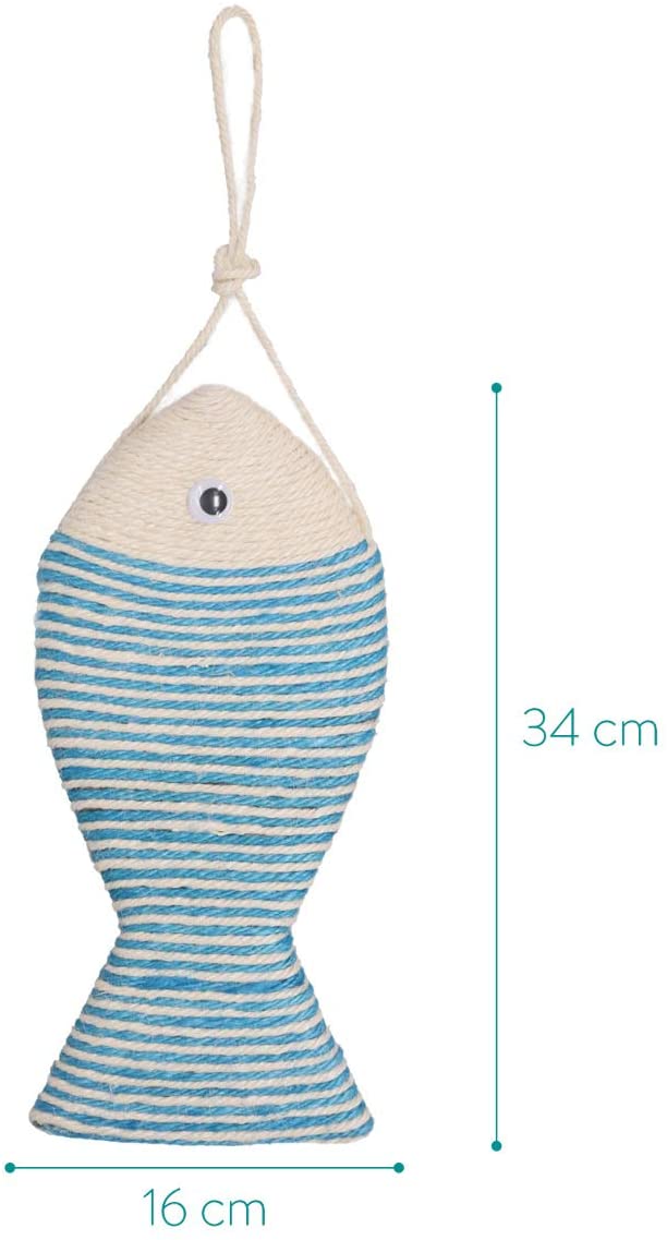 Navaris Cat Scratch Board - Ονυχοδρόμιο - Σανίδα για Γάτες Design Fish - 34x16cm - Turquoise - 48349.04