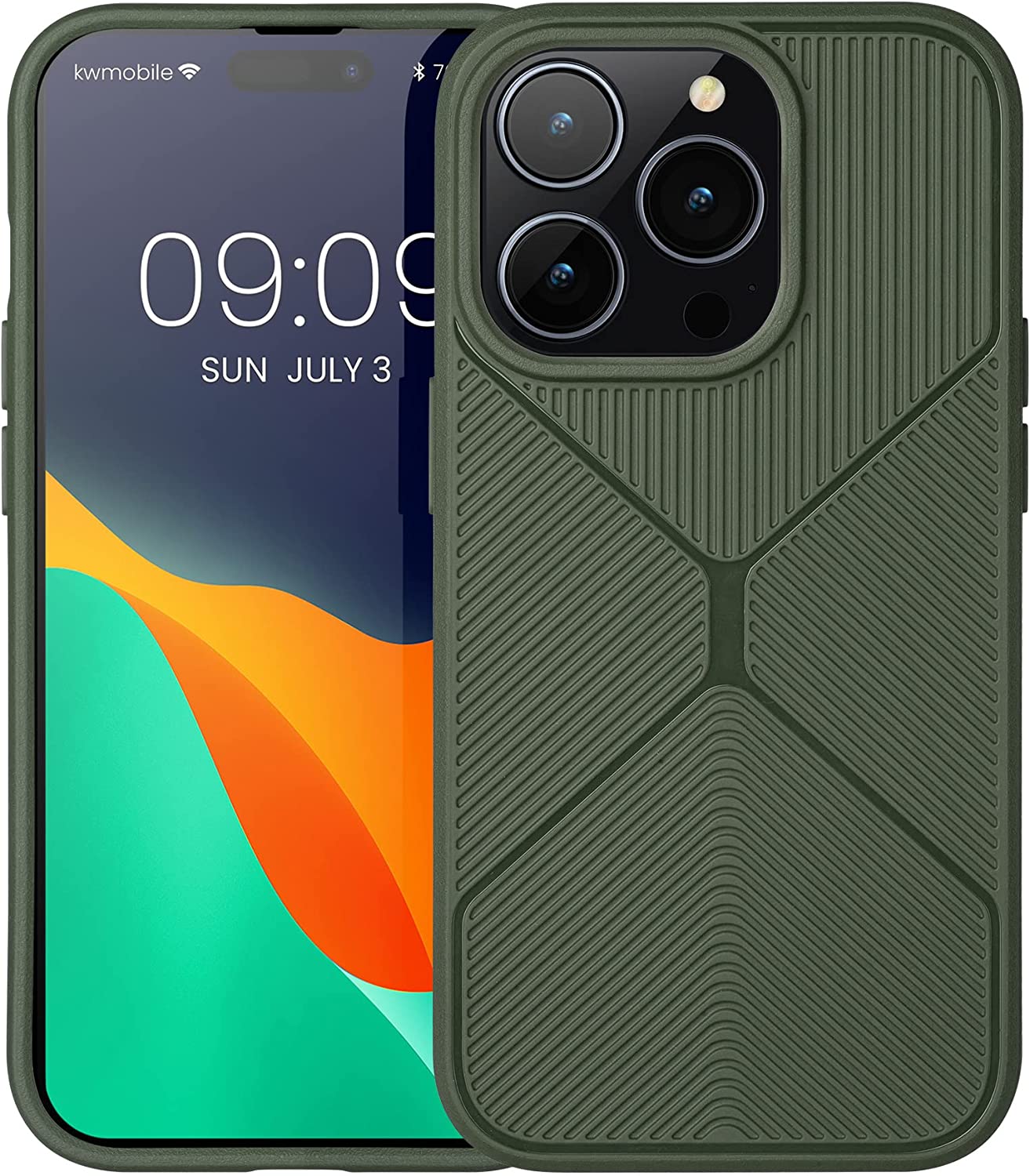 KW iPhone 14 Pro Θήκη Σιλικόνης TPU - Design Geometric - Dark Green - 60358.80