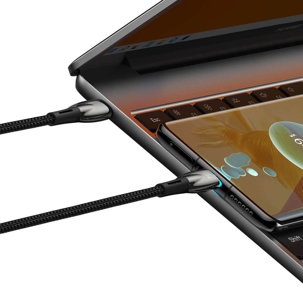 Baseus Glimmer Series PD 100W - Καλώδιο Δεδομένων και Φόρτισης Type-C to Type-C 2M - Black - CADH000801