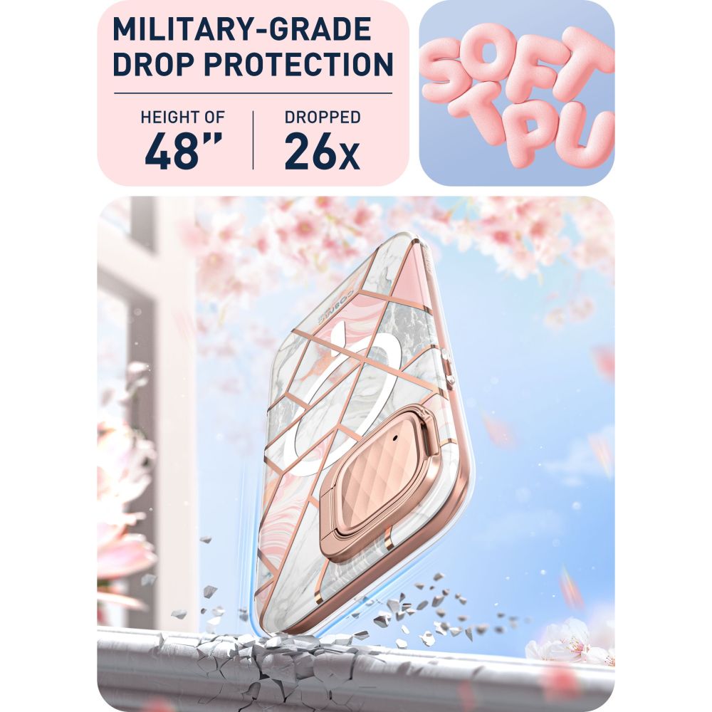 i-Blason iPhone 15 Cosmo Mag Σκληρή Θήκη με Προστασία Οθόνης / Κάμερας και Magsafe - Marble