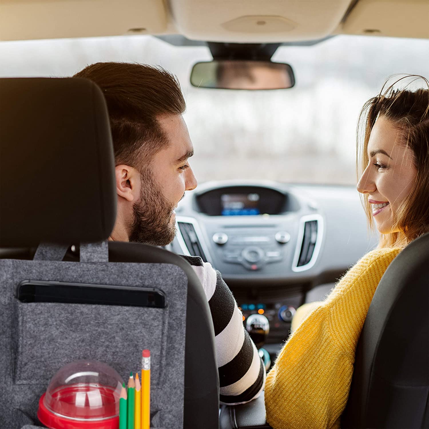 Relaxdays Θήκη Πλάτης Καθίσματος Αυτοκινήτου - Grey - 4052025895365