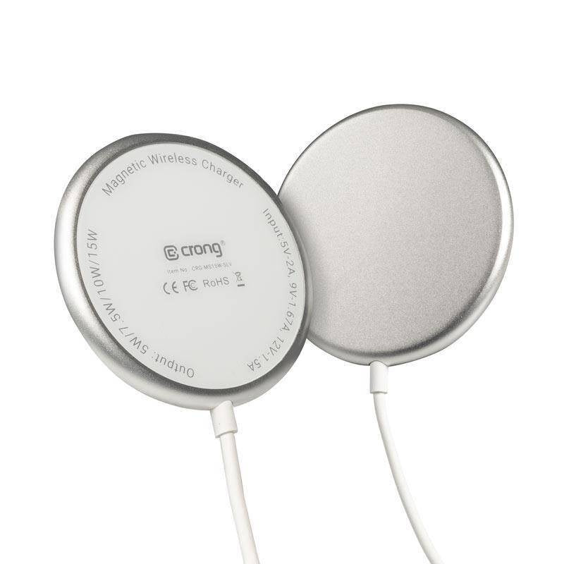 Crong MagSpot 15W Ασύρματος Φορτιστής MagSafe - Silver White