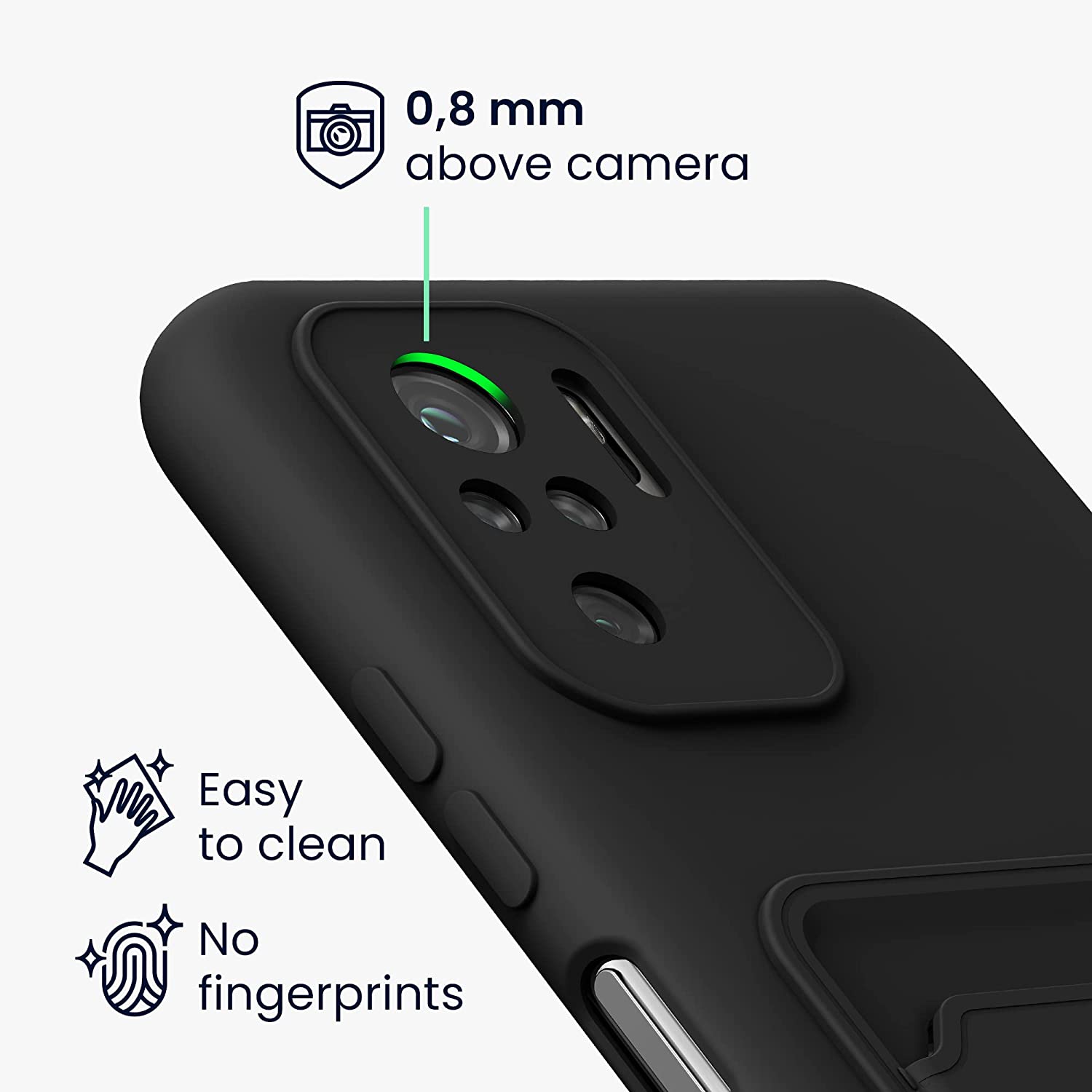 KW Xiaomi Redmi Note 10 / Note 10s / Poco M5s Θήκη Σιλικόνης TPU με Υποδοχή για Κάρτα - Black Matte - 56956.47