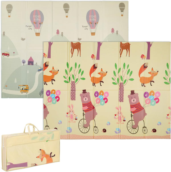 Relaxdays Αναδιπλούμενο Χαλάκι Δραστηριοτήτων Διπλής Όψης για Μωρά - Multicolor - 4052025502683