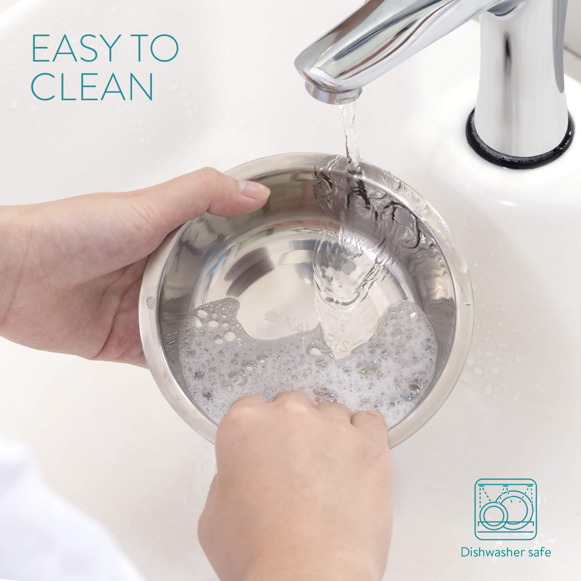 Navaris Σετ με 2 Μπολ Φαγητού με Βάση από Μπαμπού για Κατοικίδια - Silver / Light Brown - 54489.01