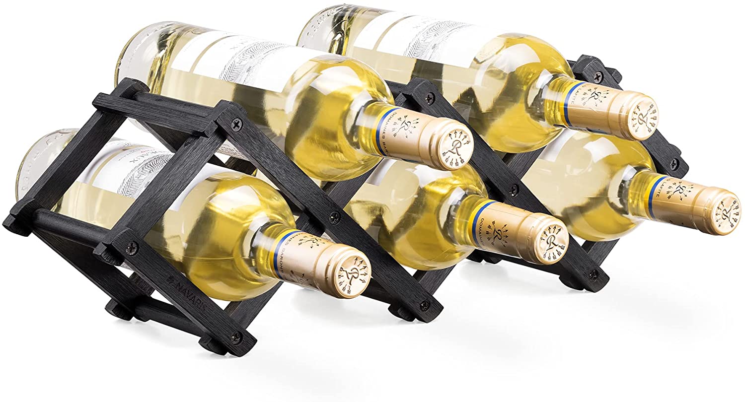 Navaris Ξύλινο Πτυσσόμενο Ράφι Ποτών από Μπαμπού - Black - 51114.01