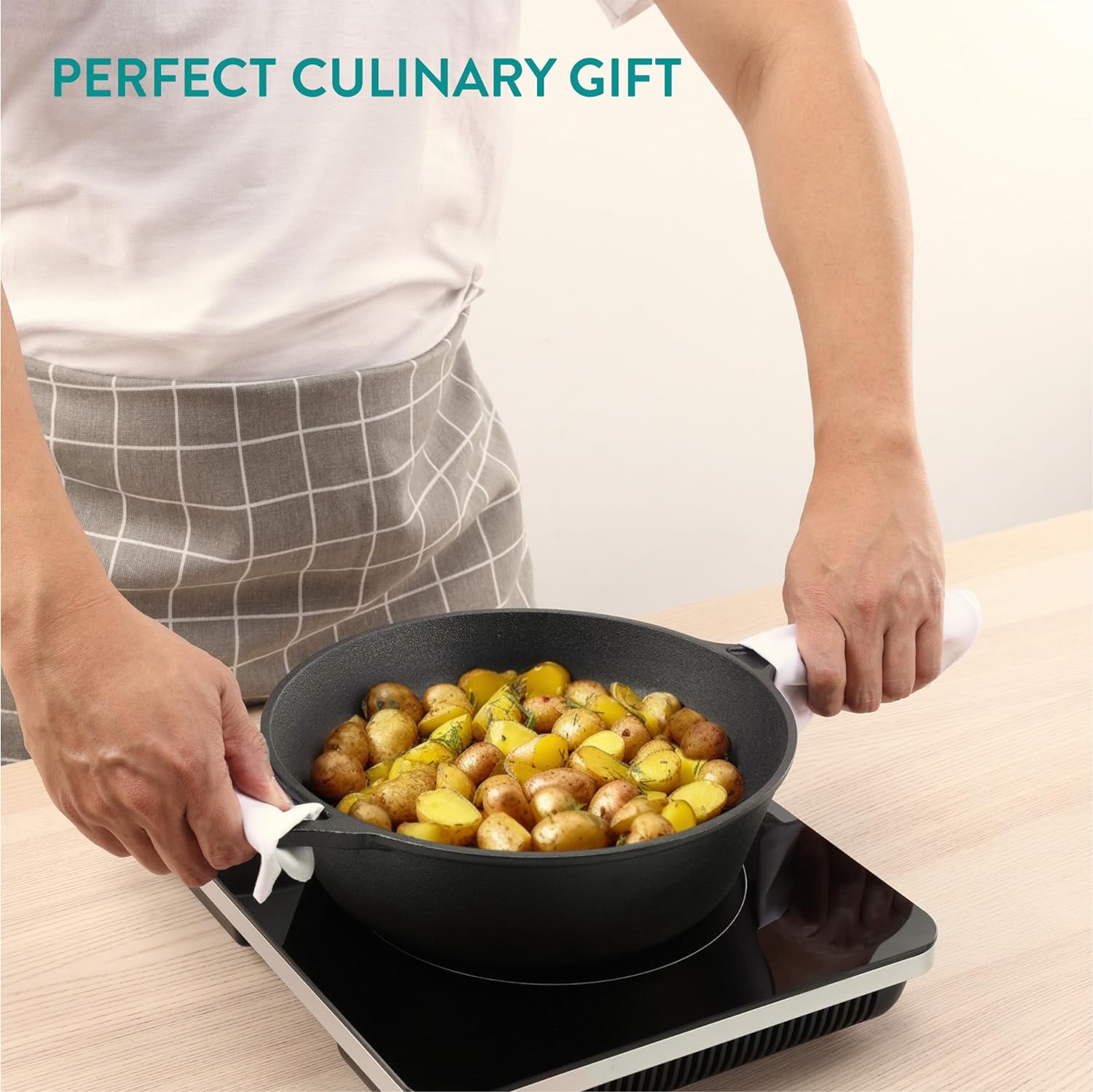 Navaris Μαντεμένιο Βαθύ Tηγάνι με Καπάκι / Τηγάνι - 3.4 L - Black - 61695.01