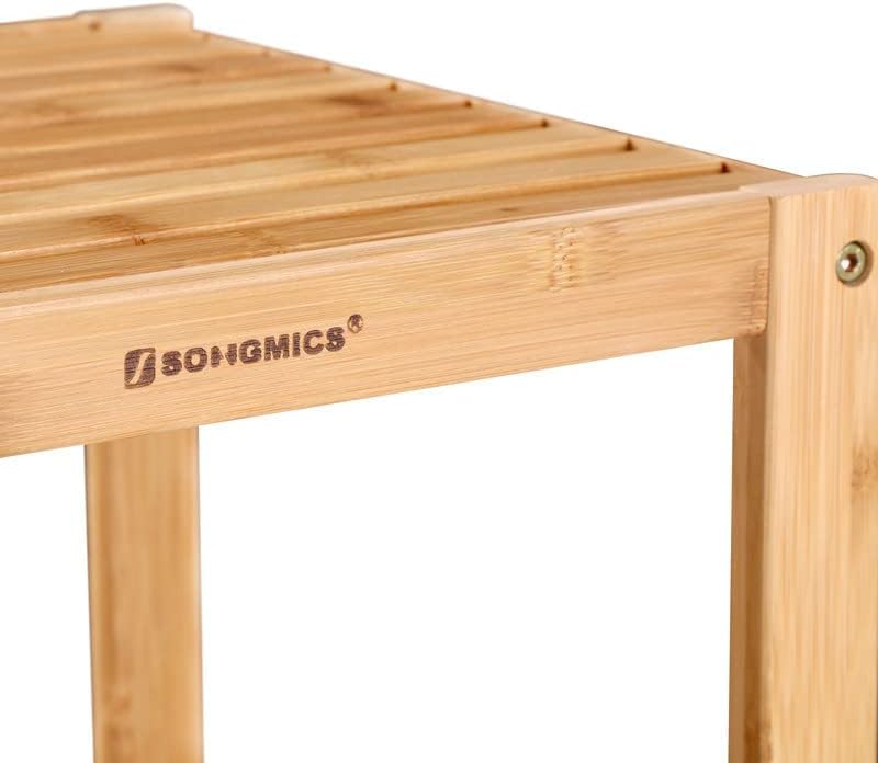 Songmics Ραφιέρα Μπάνιου / Κουζίνας από Μπαμπού με 4 Ράφια - 33 x 33 x 98 cm - Natural - BCB54Y