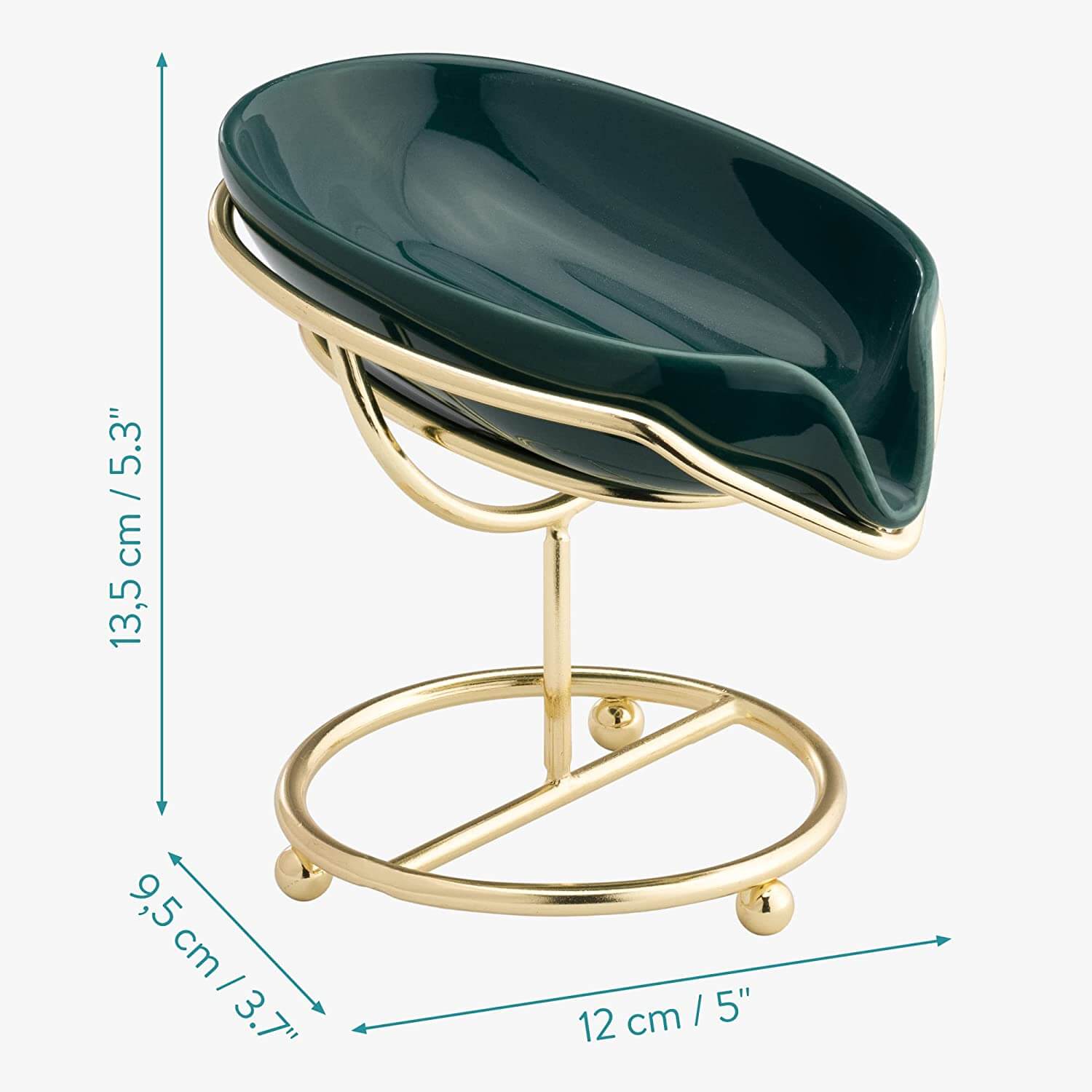 Navaris Κεραμική Σαπουνοθήκη με Μεταλλική Βάση - Green / Gold - 58855.01