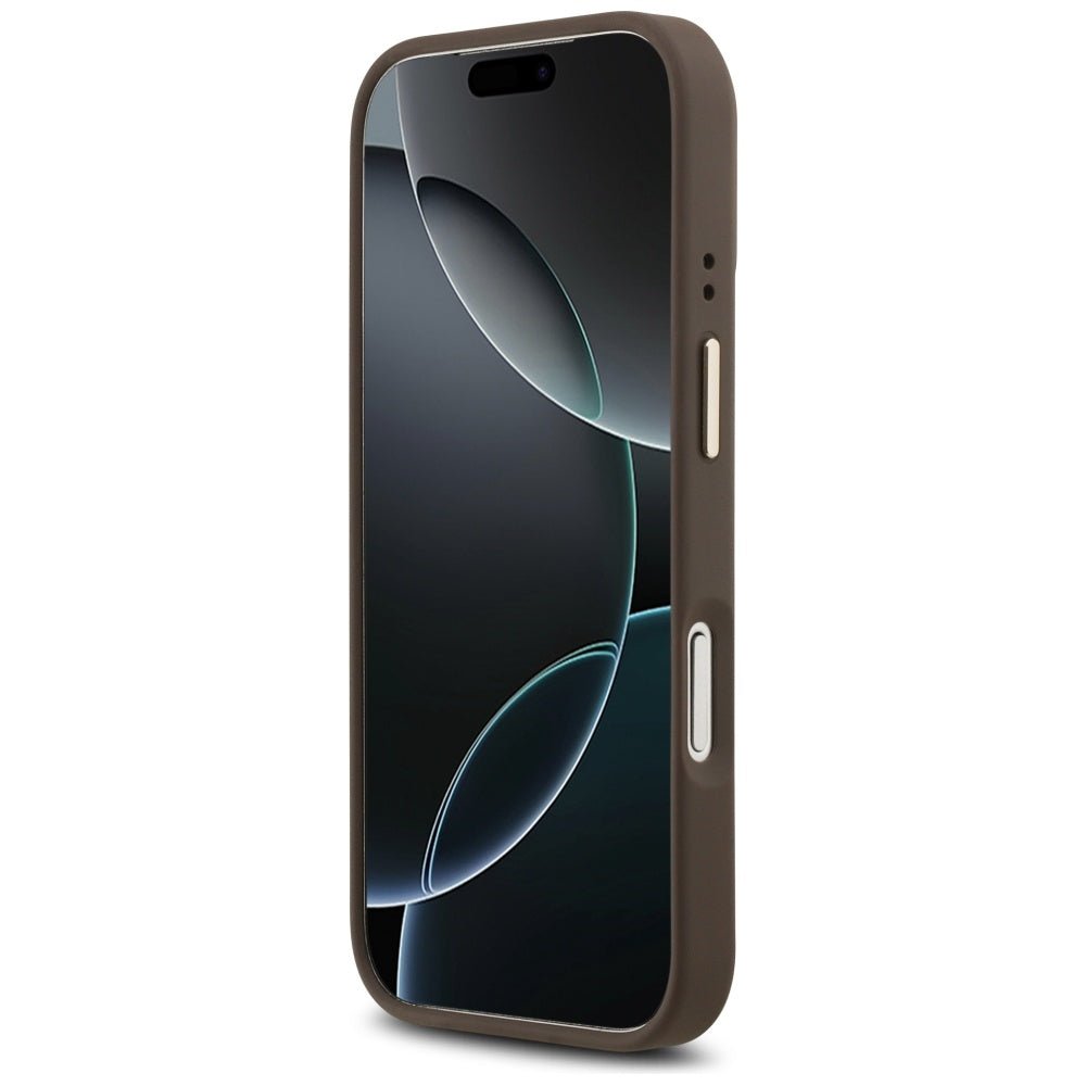 Guess iPhone 17 Pro - 4G Stripe MagSafe - Θήκη με Επένδυση Συνθετικού Δέρματος - Brown - GUHMP17LPG4SEMCW