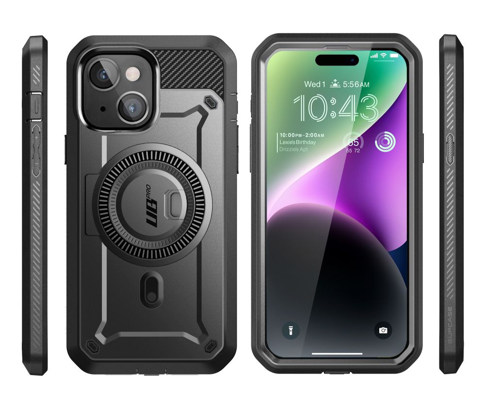 Supcase iPhone 15 UB Pro Mag Σκληρή Θήκη με Προστασία Οθόνης και Stand με Magsafe - Black