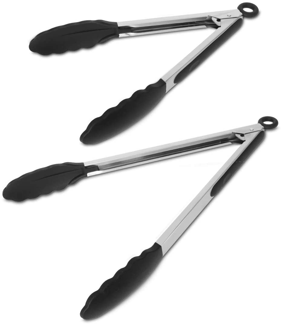 Navaris Σετ Με 2 Λαβίδες Κουζίνας Πολλαπλών Χρήσεων Από Ανοξείδωτο Ατσάλι Και Σιλικόνη - Black - 48716.01
