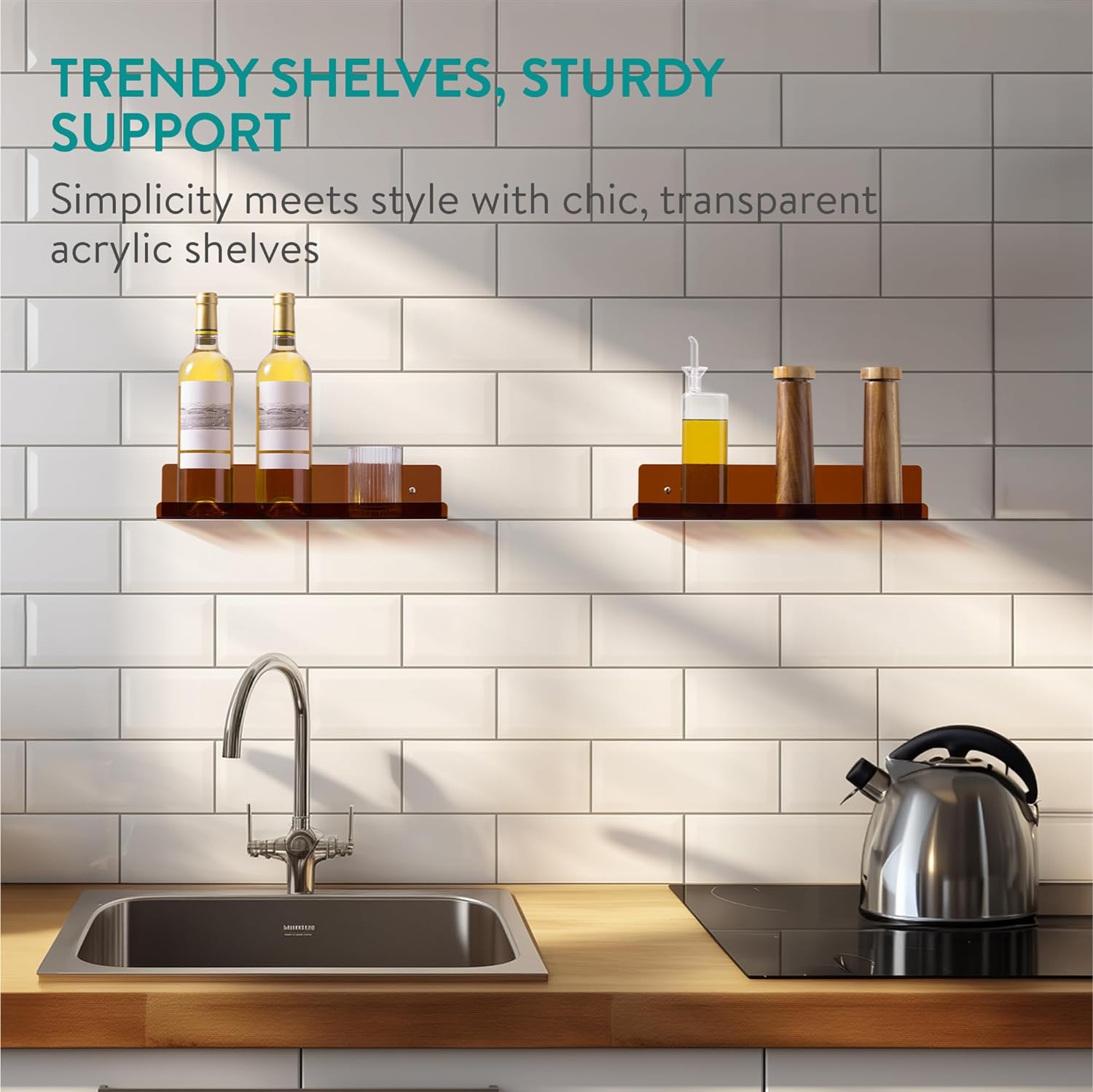 Navaris Σετ με 3 Ακρυλικά Ράφια - 38 x 10 cm - Brown - 61698.02