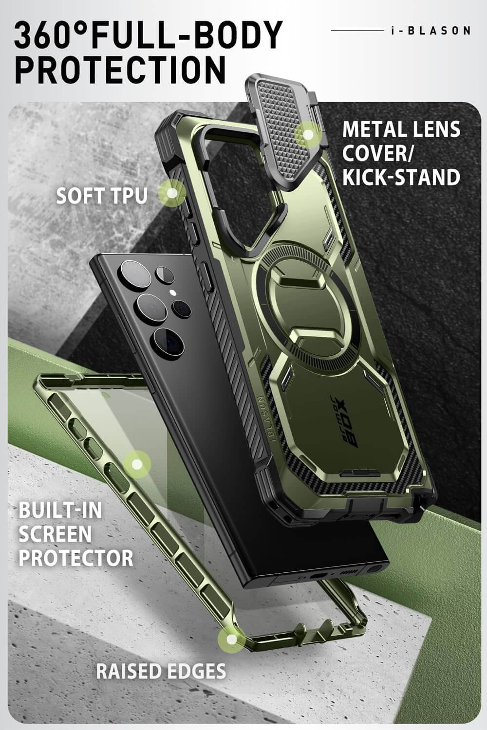 Supcase Samsung Galaxy S24 Plus - Armorbox MagSafe - Σκληρή Θήκη με Προστασία Οθόνης / Καμερών και Stand - Green