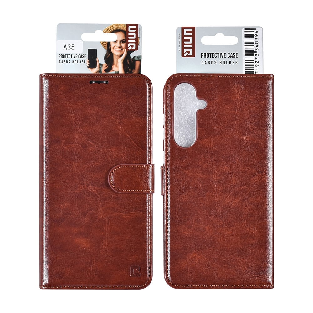 Tuniq Samsung Galaxy A35 5G - Θήκη Πορτοφόλι Stand από Δερματίνη - Καφέ