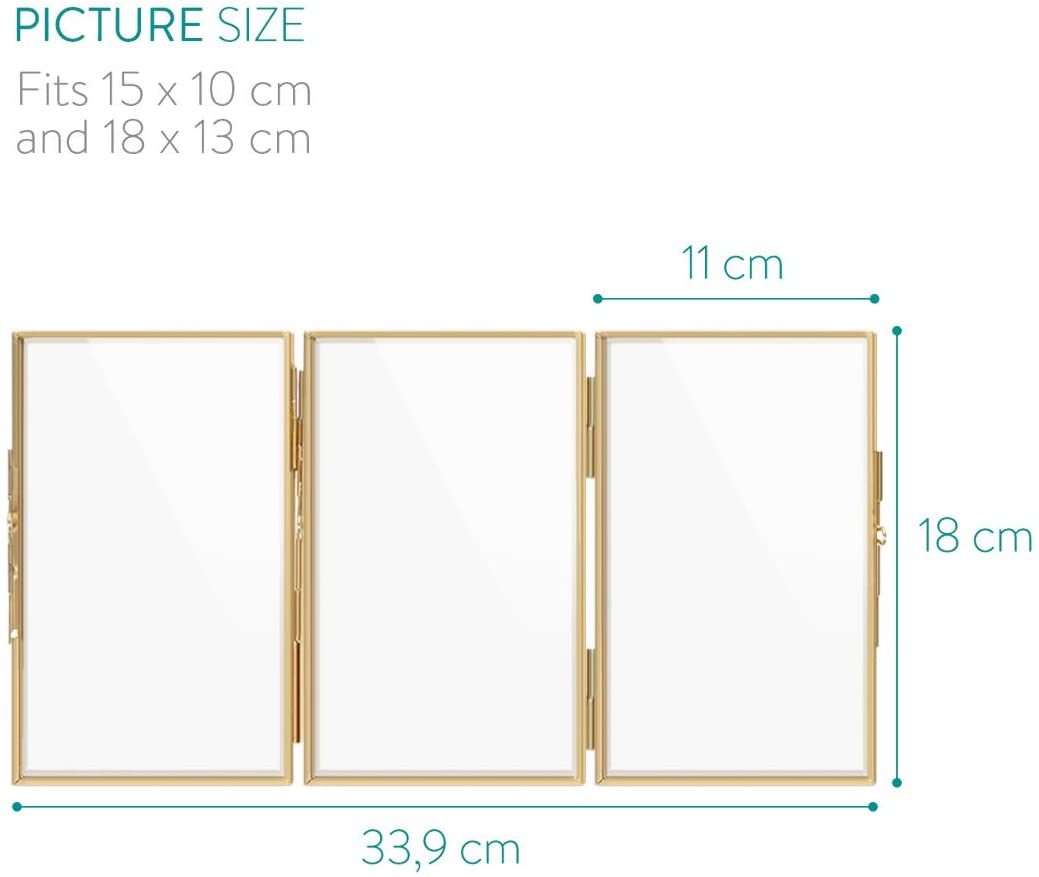 Navaris Αναδιπλούμενη Τριπλή Κορνίζα για Φωτογραφίες 15x10cm - Μέγεθος S - Gold - 50576.1.21