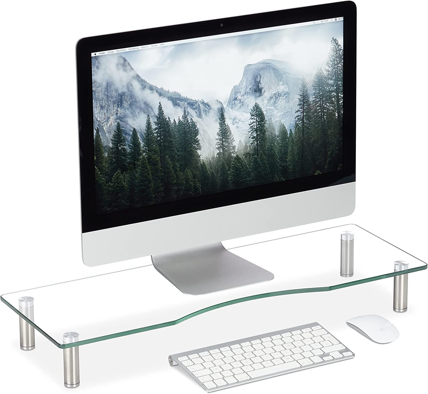 Relaxdays Γυάλινη Βάση Στήριξης Οθόνης Τηλεόρασης / Laptop με Ρυθμιζόμενο Ύψος - Clear - 4052025921316