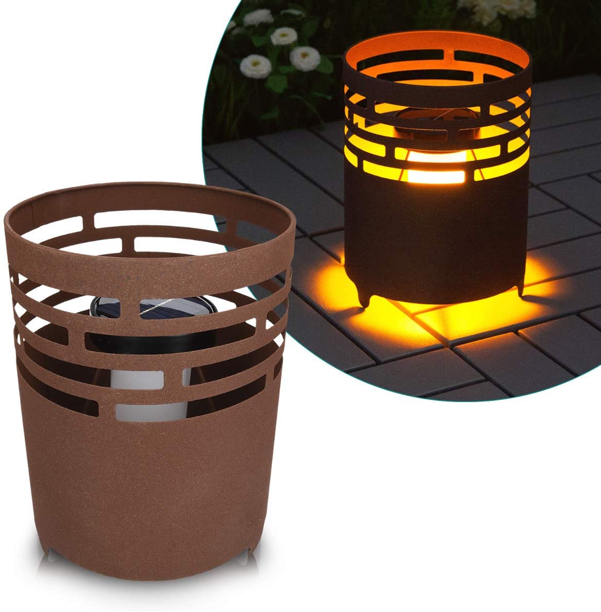 Navaris Outdoor Solar Light Drum Φωτιστικό Εξωτερικού Χώρου - Metal Fire Pit Lantern - 47541.01