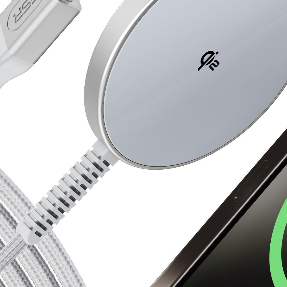 ESR HaloLock QI2 Mini Ασύρματος Φορτιστής MagSafe με Καλώδιο Type-C 15W - Silver
