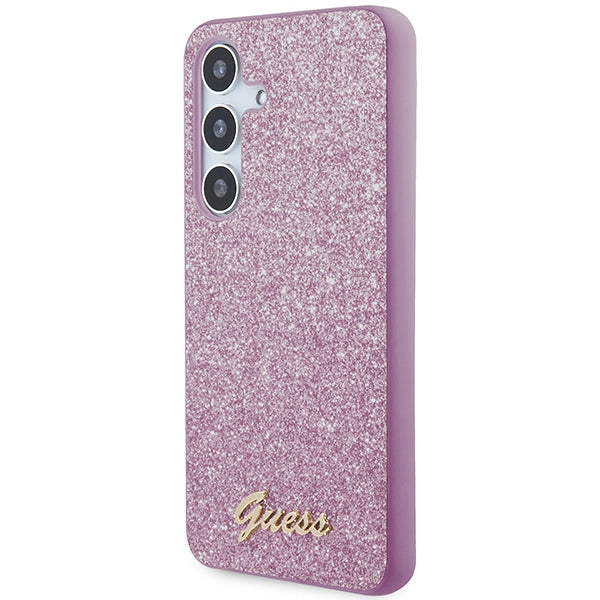 Guess Samsung Galaxy S24 Glitter Script Σκληρή Θήκη με Πλαίσιο Σιλικόνης - Purple - GUHCS24SHGGSHU