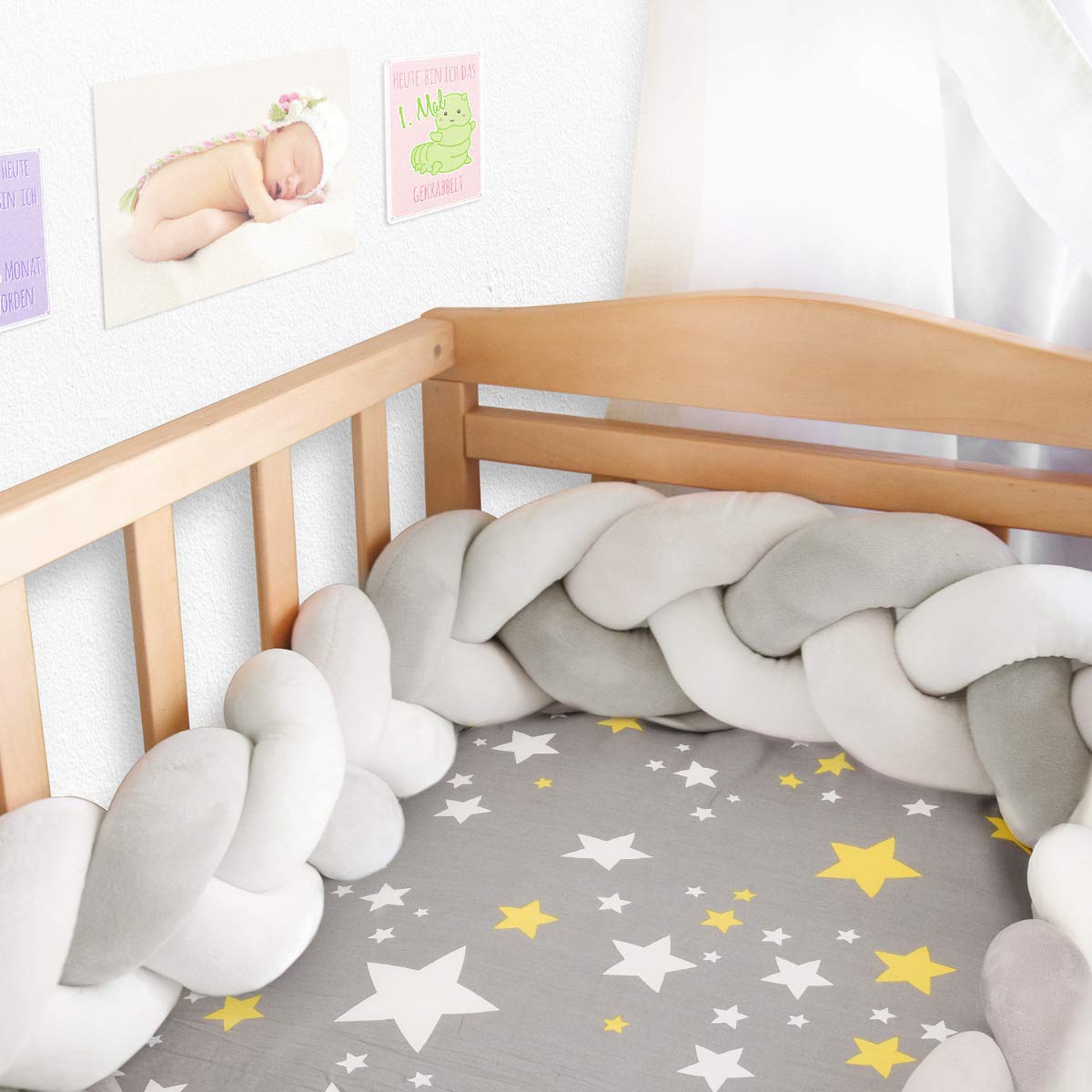 Navaris Βρεφικό Κρεβατάκι Φωλιά με Αποσπώμενη Πλεξούδα Προστασίας - Grey - 50149.01