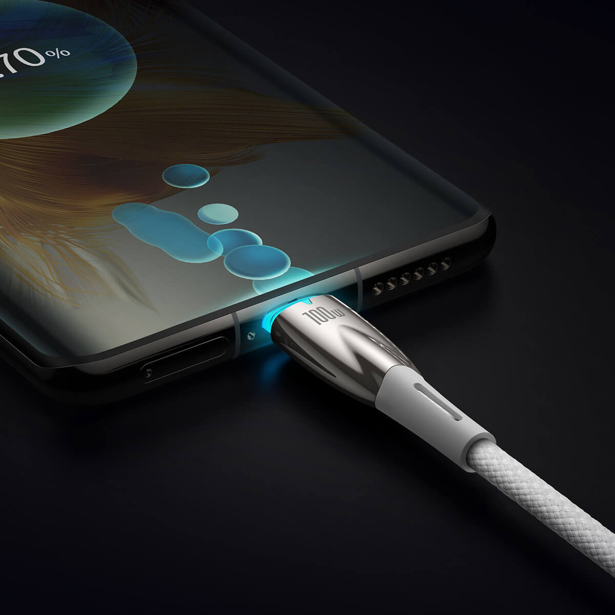 Baseus Glimmer Series PD 100W - Καλώδιο Δεδομένων και Φόρτισης Type-C to Type-C 2M - White - CADH000802