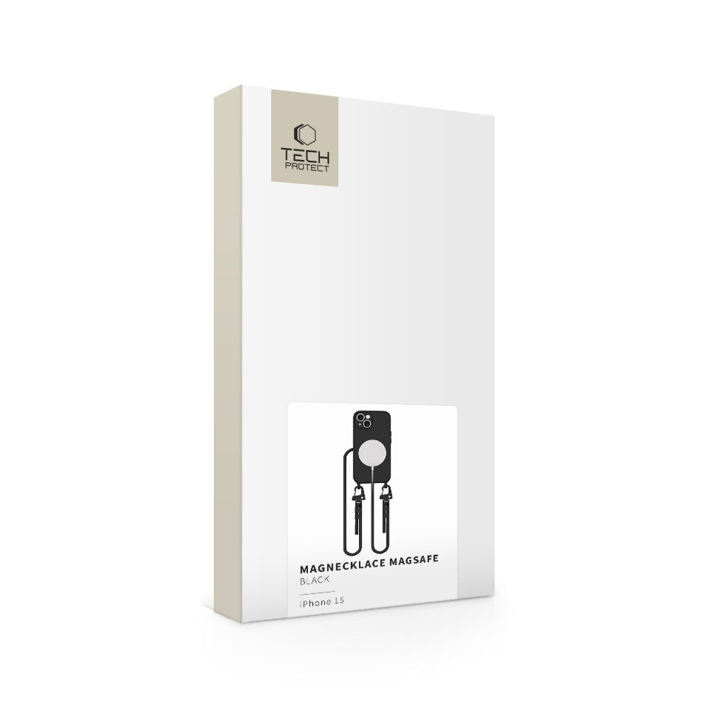 Tech-Protect iPhone 15 MagNecklace - MagSafe Θήκη Σιλικόνης TPU με Pυθμιζόμενο Αποσπώμενο Κορδόνι - Black