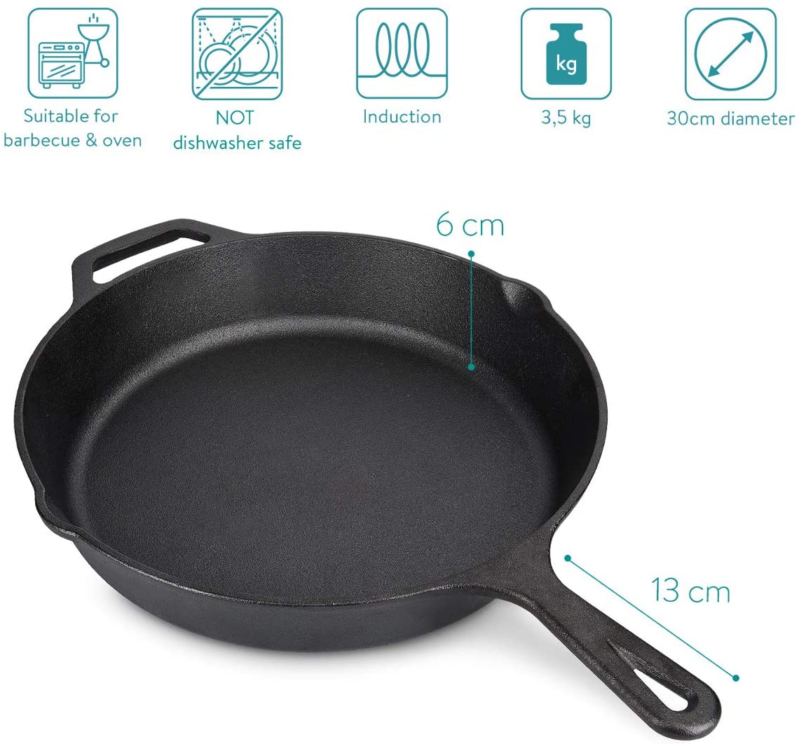 Navaris Τηγάνι από Χυτοσίδηρο με Λαβή - 30cm - Black - 48585.01