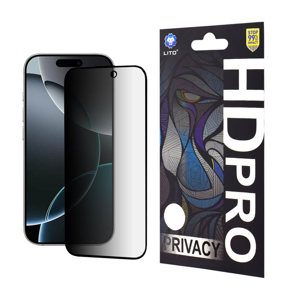 Lito iPhone 16 Pro HD Pro Privacy Αντιχαρακτικό Γυαλί Οθόνης - Black