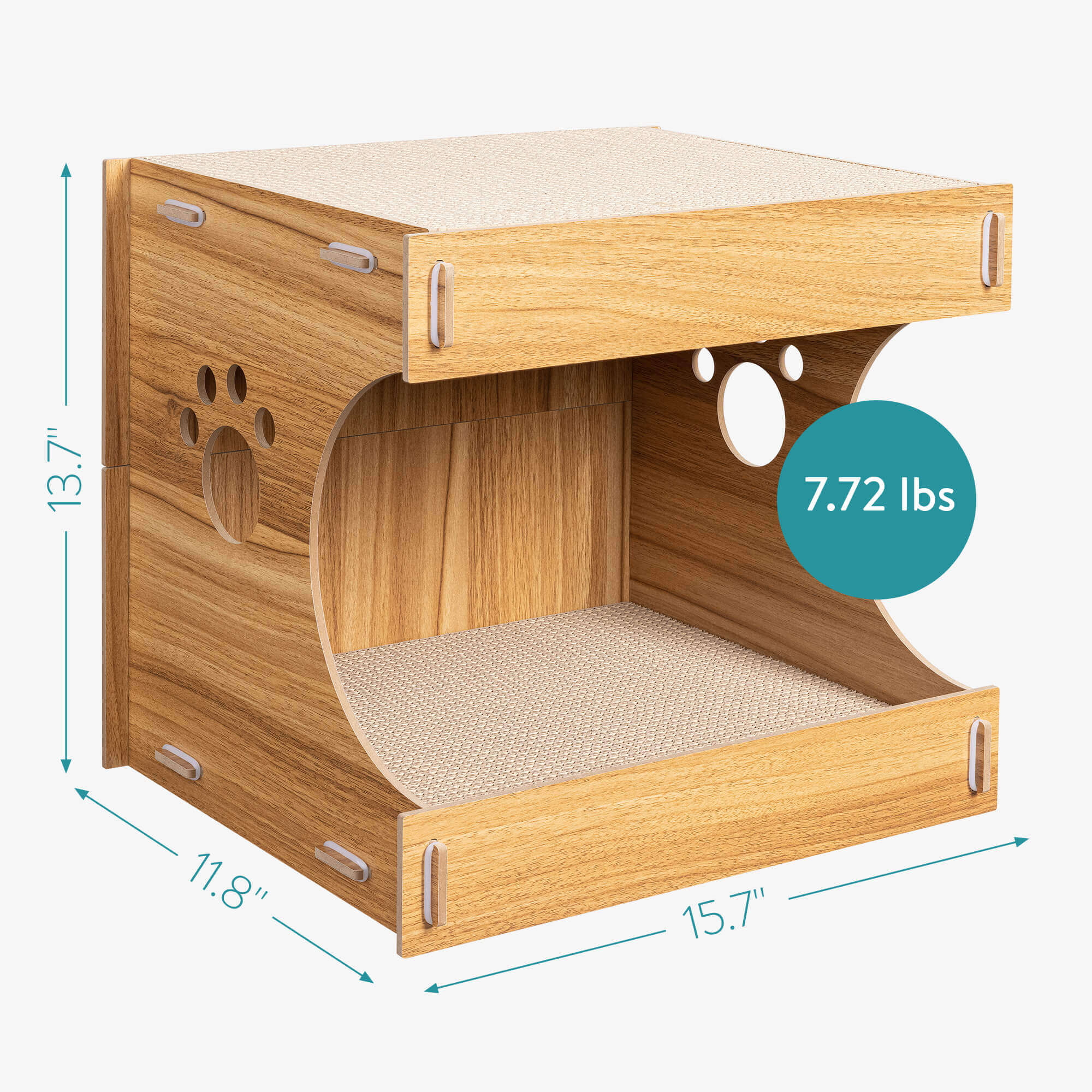 Navaris Σπίτι για Γάτες με Χαλάκι Ονυχοδρόμιο - 40,13 x 29,97 x 35,05 cm - Brown - 54973.01