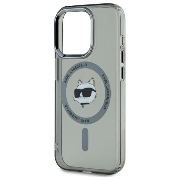 Karl Lagerfeld iPhone 15 Pro Max - IML Metal Choupette Head - MagSafe Σκληρή Θήκη με Πλαίσιο Σιλικόνης - Black - KLHMP15XHLSCHK